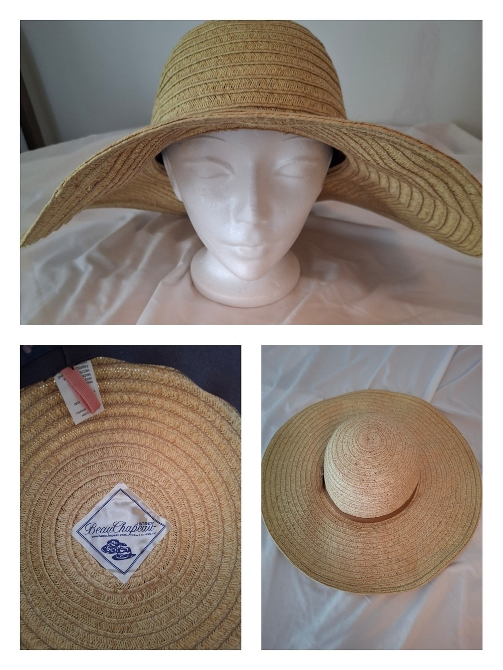 Betmar / Beau Chapeau Wide Brim Ramona Paper Woven Sun Hat in Natural Tan - OSFM